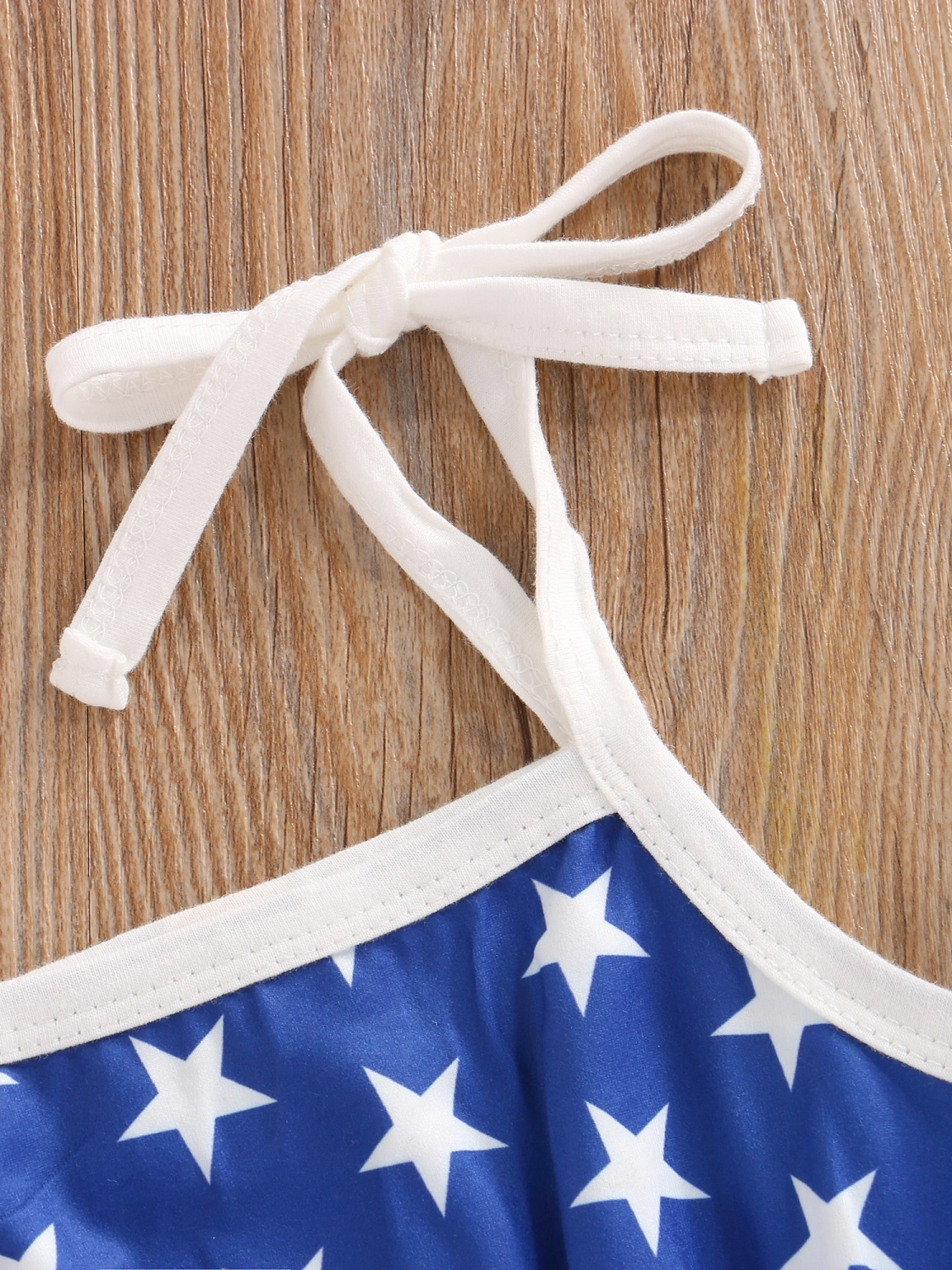 Independence Day Tie-up Star & Stripe Print Spaghetti Strap Romper