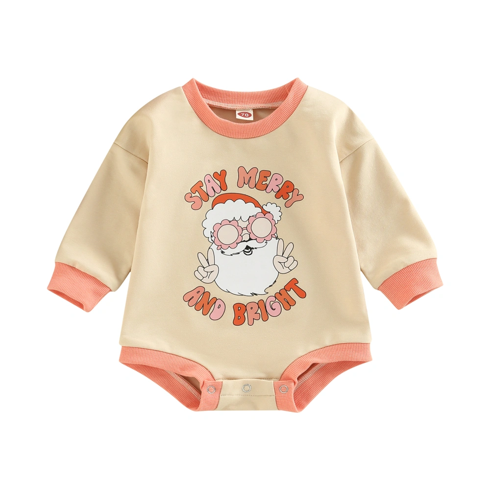 Infant Christmas Romper, Santa Claus Print Long Sleeves Jumpsuit