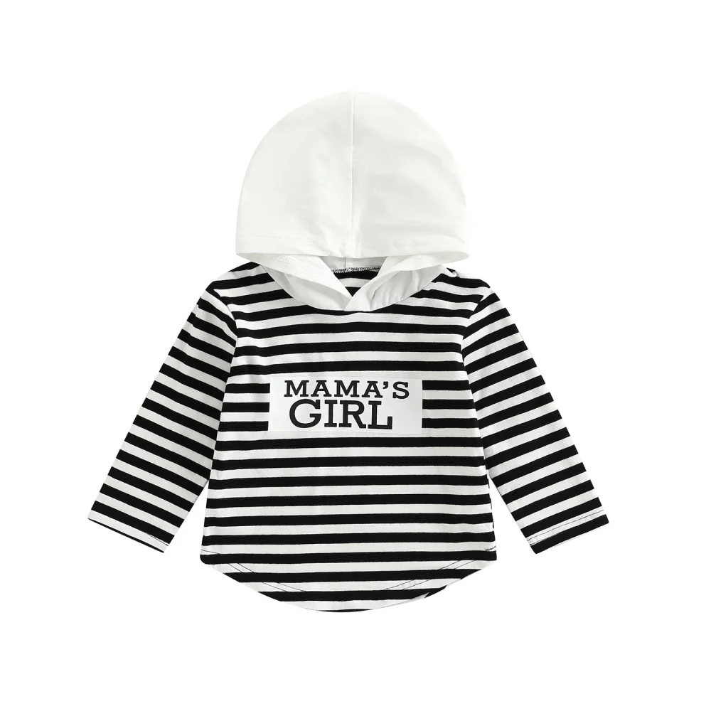 Kids Girl Striped Hoodie T-shirt Letter Print Long Sleeve Sweatshirt 