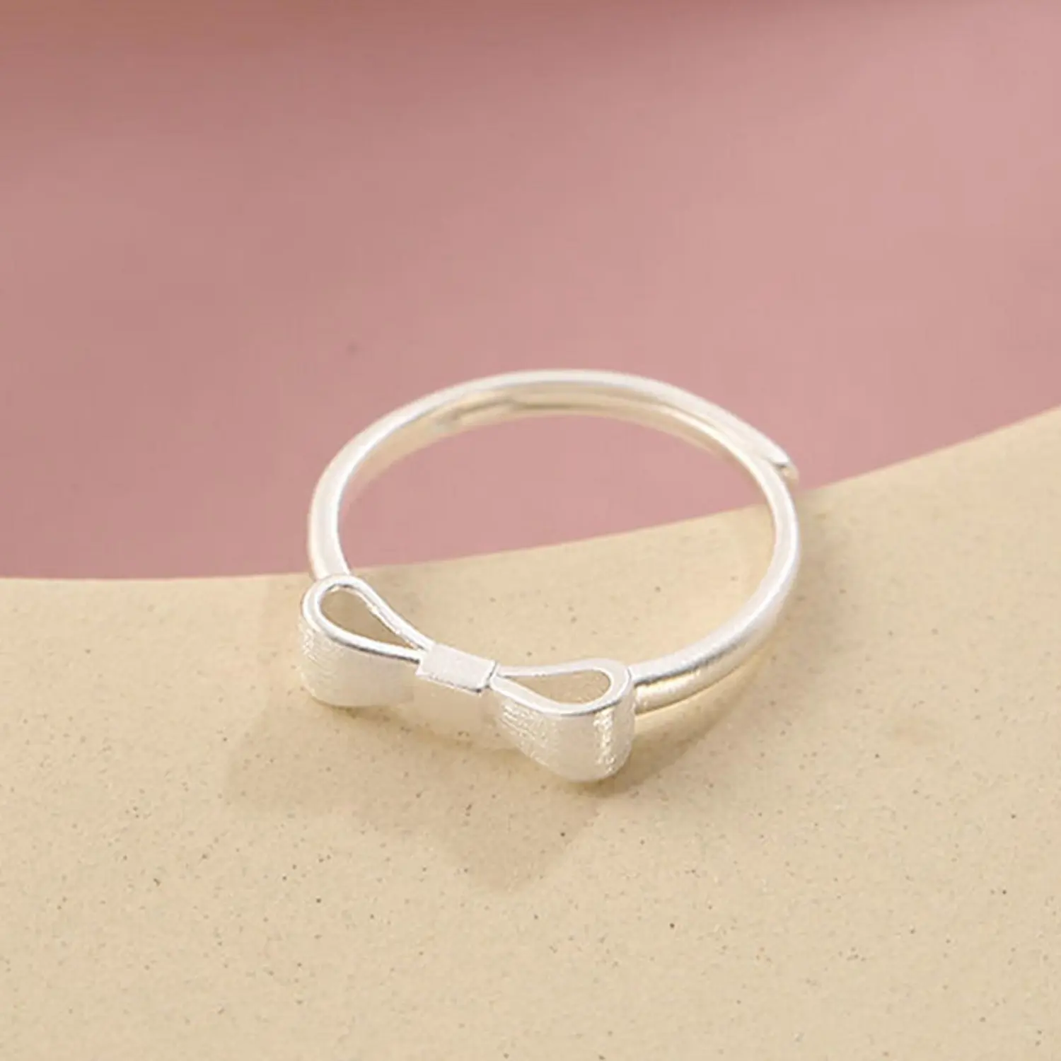 Ladies Sweet Style Ring, Cartoon Bow Shape Adjustable Finger Ring