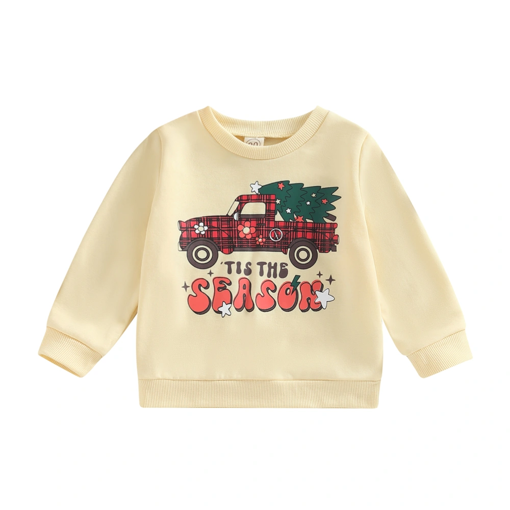 Toddler Christmas Sweatshirt, Long Sleeve Red Truck Print Pullover