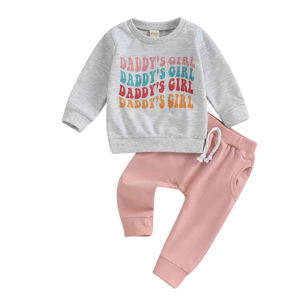 Toddler Girls 2 Piece Outfit Letter Print Sweatshirt and Pants