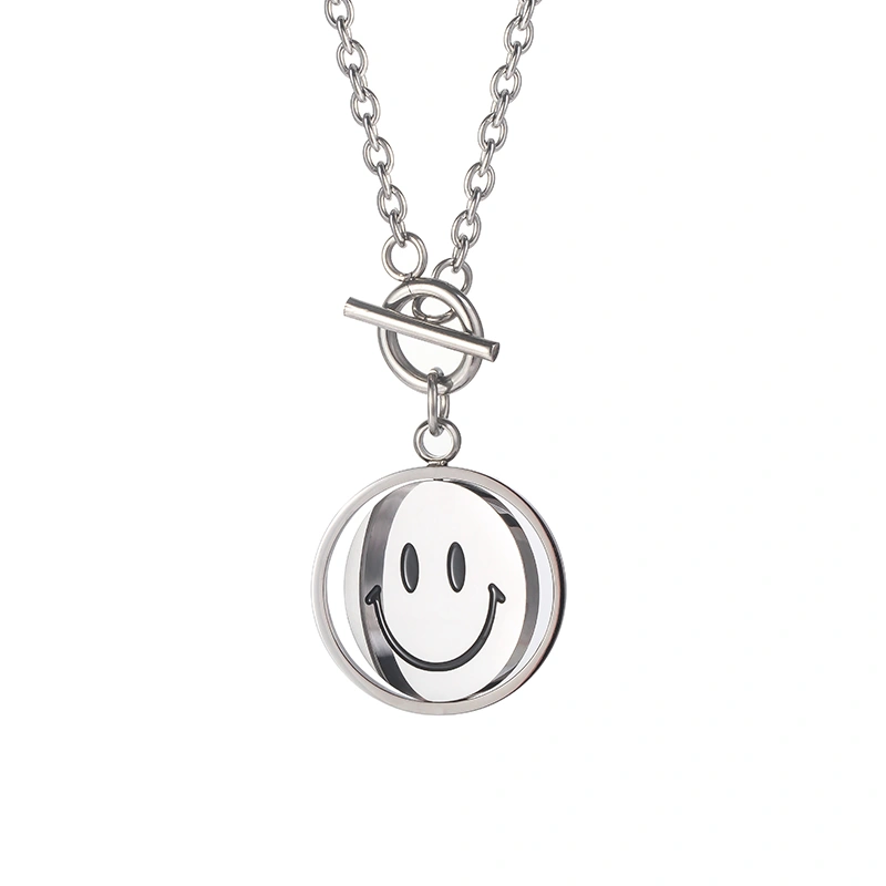 Smiley Face Pendant Necklace, Face-Changing Necklace Gift for Women