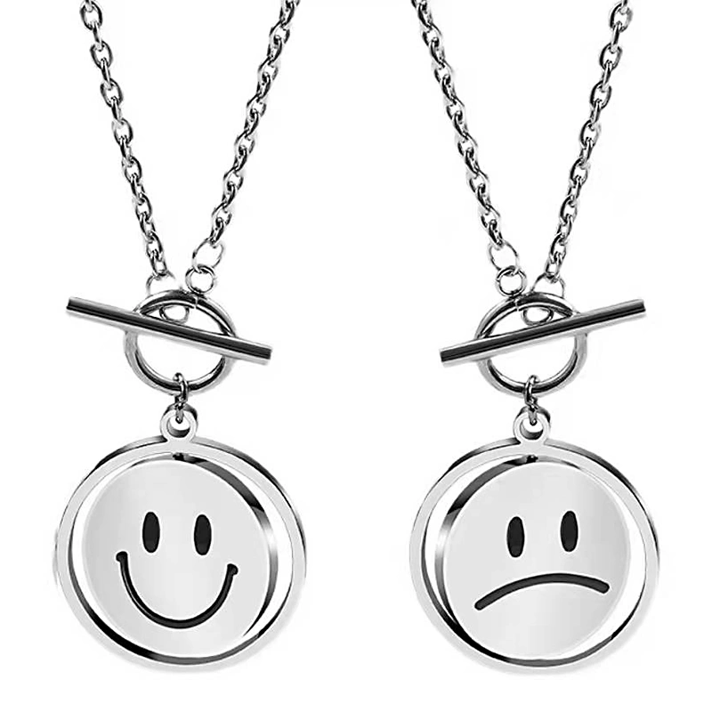 Smiley Face Pendant Necklace, Face-Changing Necklace Gift for Women