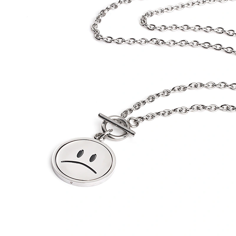 Smiley Face Pendant Necklace, Face-Changing Necklace Gift for Women