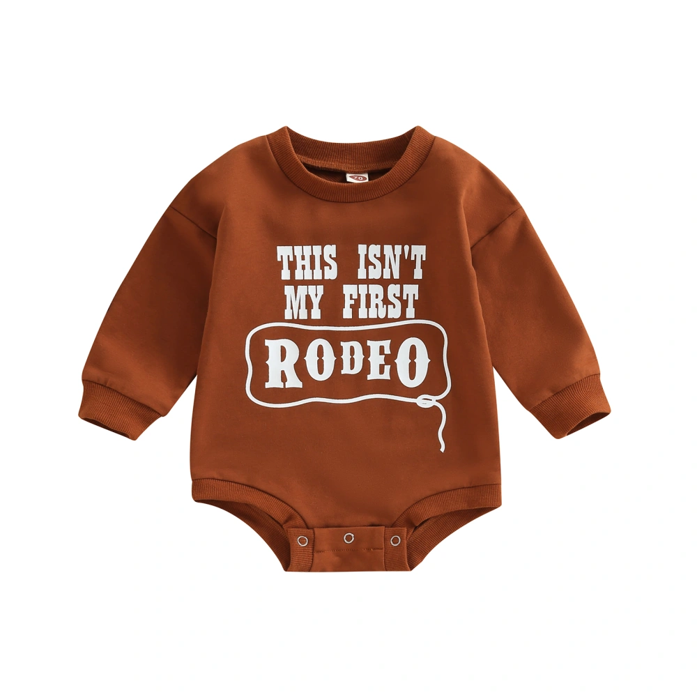 Newborn Baby Casual Long Sleeve Round Neck Letter Print Bodysuit