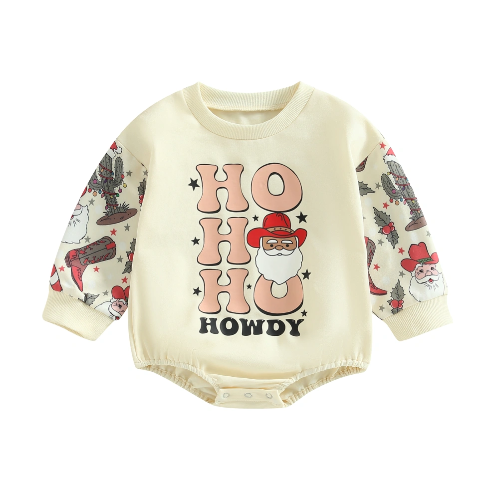 Baby Boys Girls Christmas Romper, Long Sleeve Letters Print Bodysuit