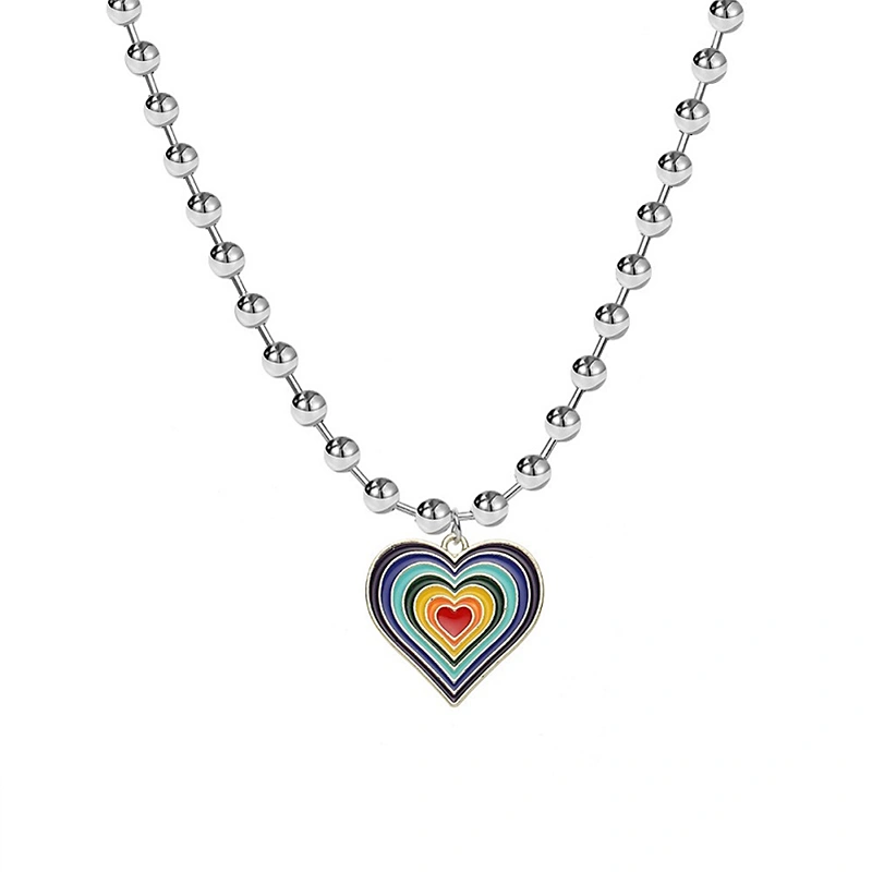 Simple Necklace, Rainbow Love Pendant Pendant Jewelry for Men Women