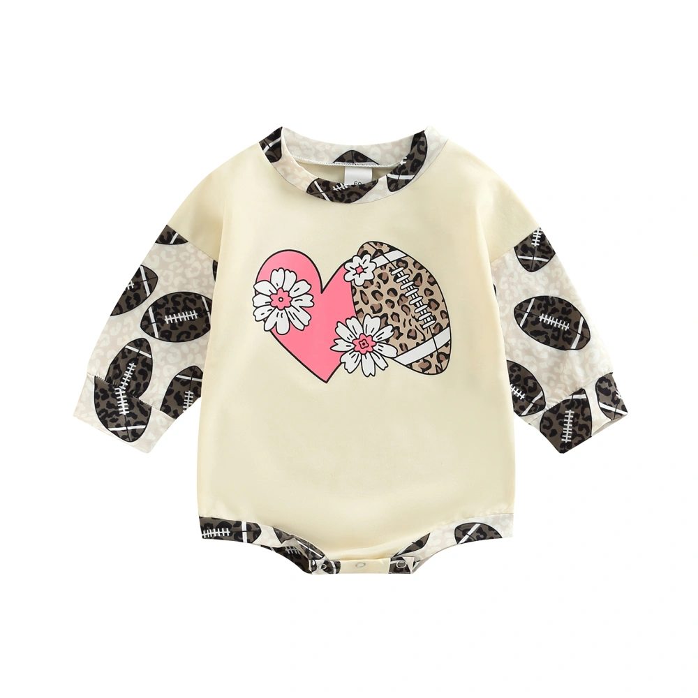 Baby Girls Autumn Long Sleeve O Neck Rugby Print Patchwork Romper