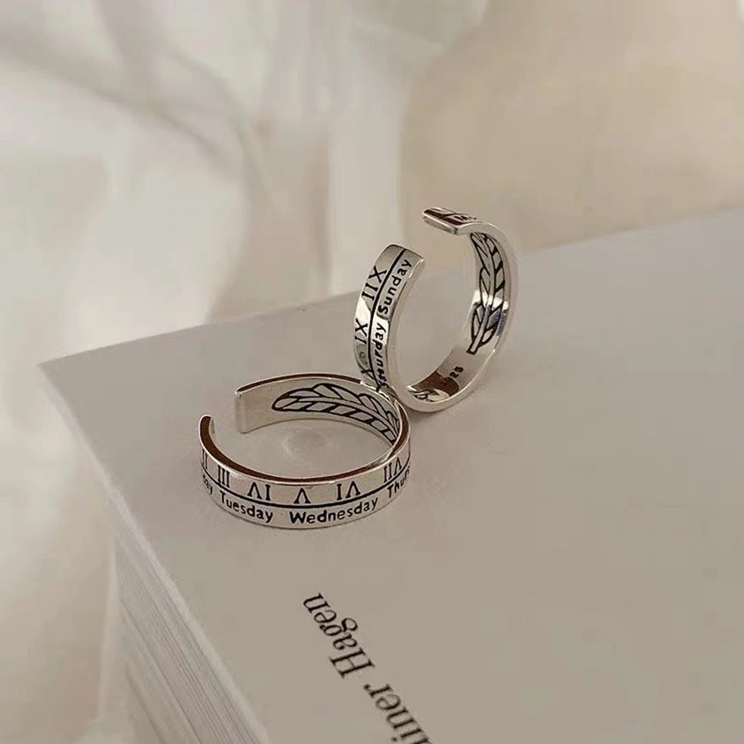Couple Roman Numeral Alloy Ring for Women Dainty Band Plated Jewelry