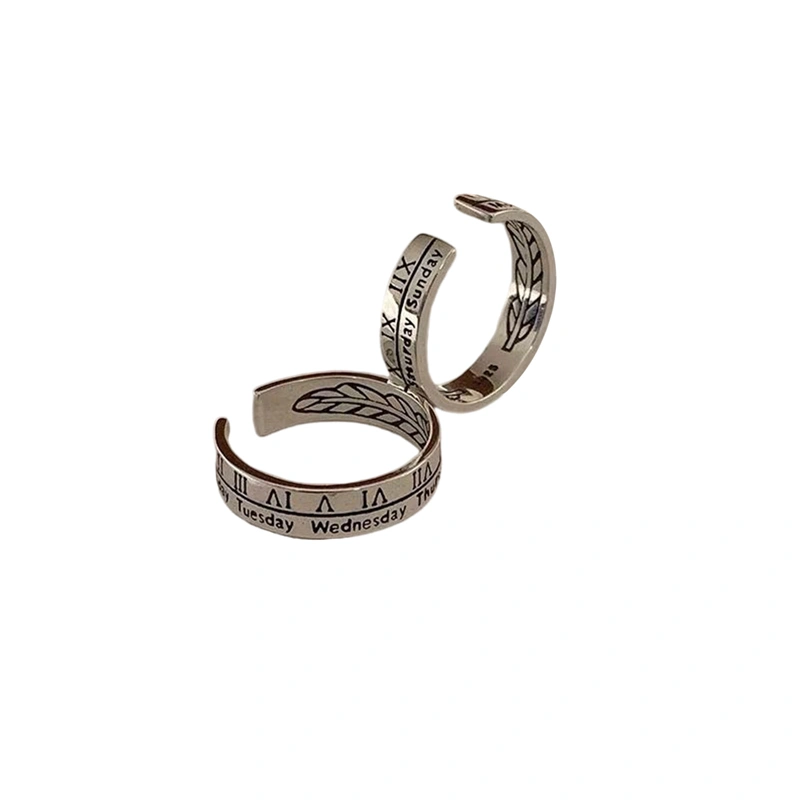 Couple Roman Numeral Alloy Ring for Women Dainty Band Plated Jewelry