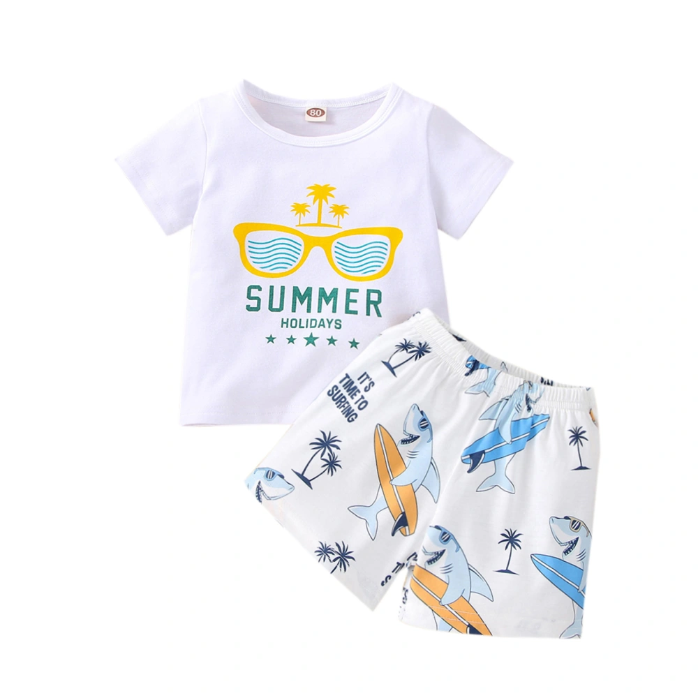 Toddler Baby Round Neck Short Sleeve Sunglass Print T-shirt + Shorts