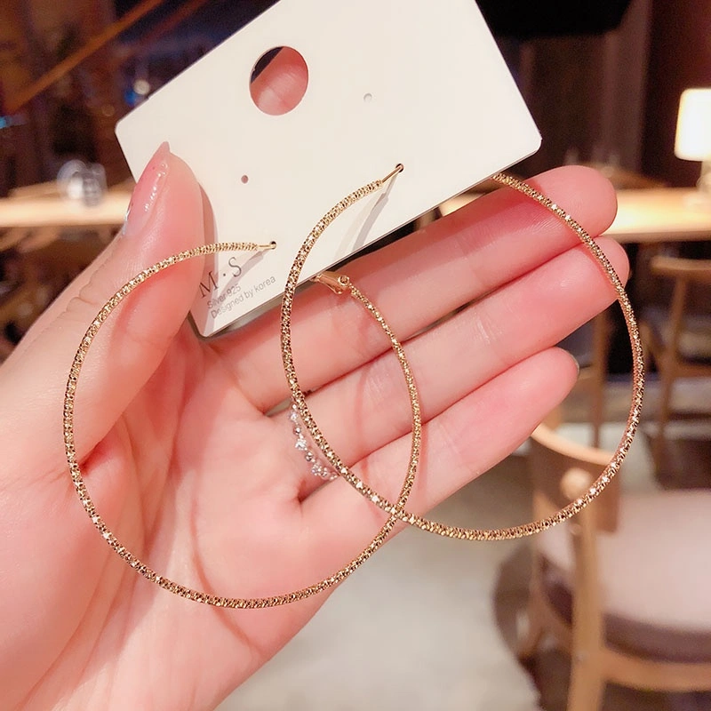 Women Circle Earrings, Shiny Exaggerated Large Thin Hoop Earrings