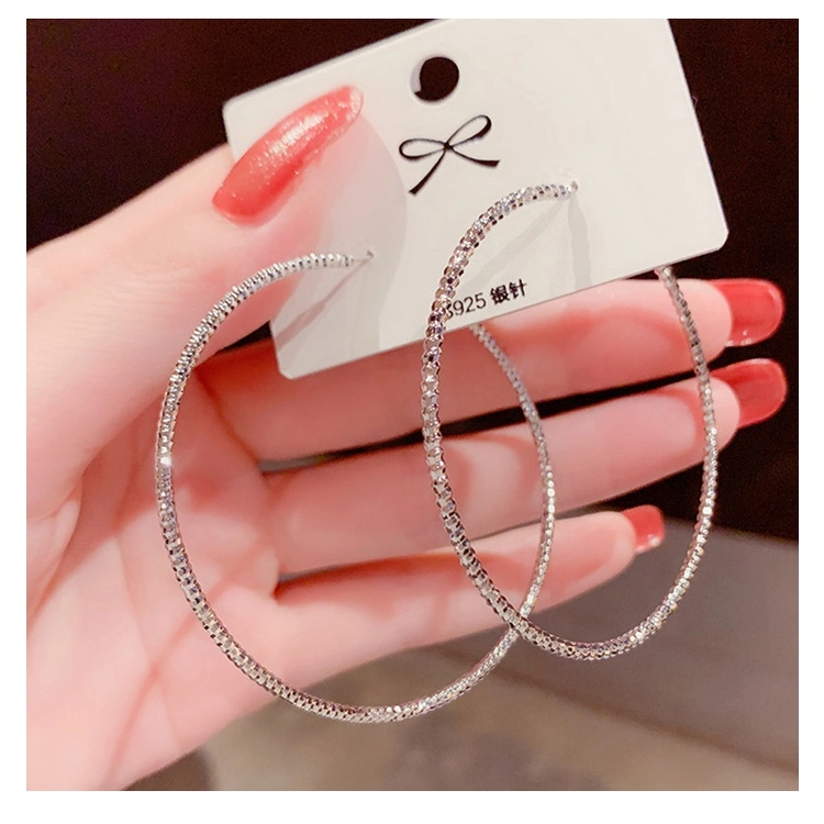 Women Circle Earrings, Shiny Exaggerated Large Thin Hoop Earrings