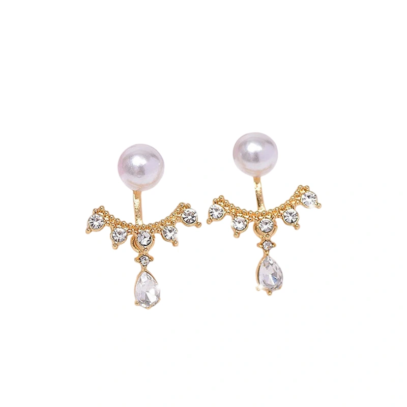 Women Ear Studs, Exquisite Elegant Pearl Rhinestones Alloy Earrings