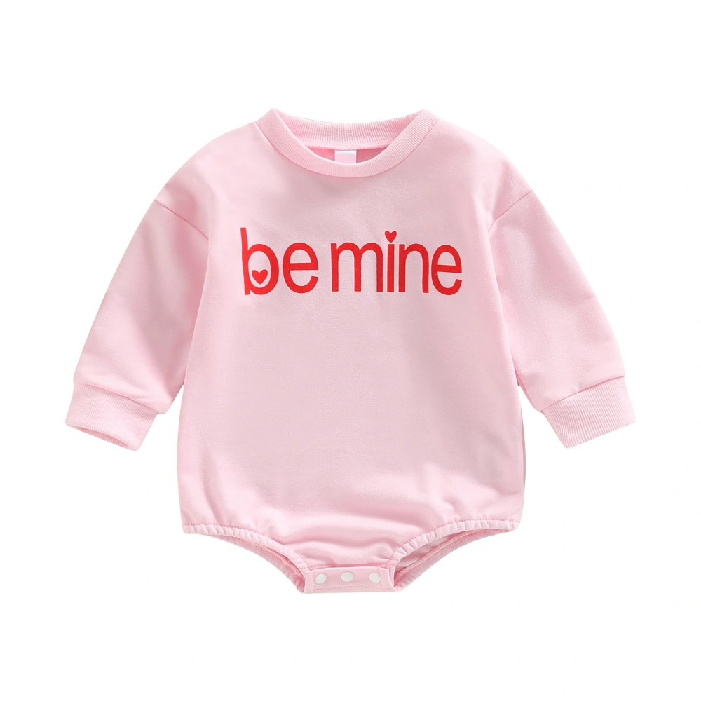 Kid Girl Romper Long Sleeve Round Neck Letters Print Jumpsuit  