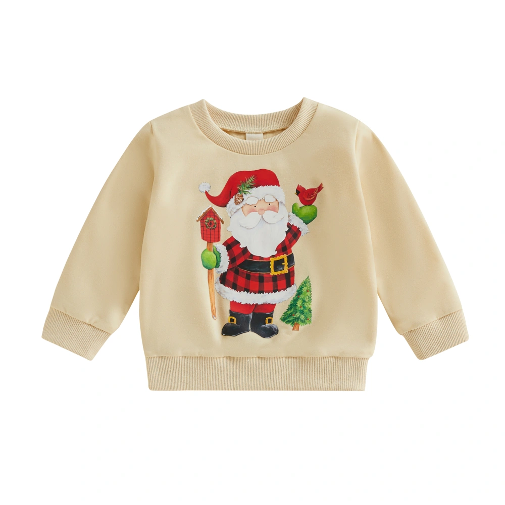 Girls Boys Christmas Sweatshirt Santa Claus/Letters Print Pullover