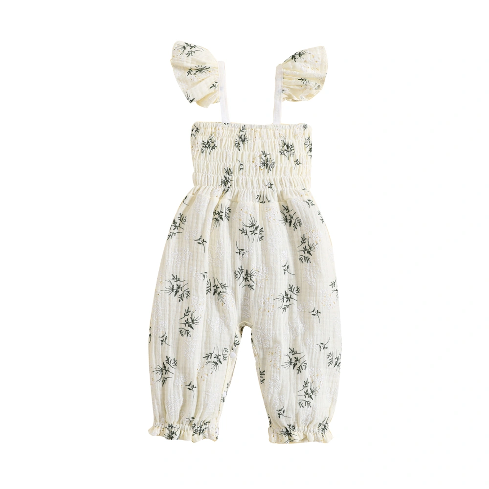 Baby Girl Overalls Summer Romper Floral/Dinosaur Print Jumpsuit