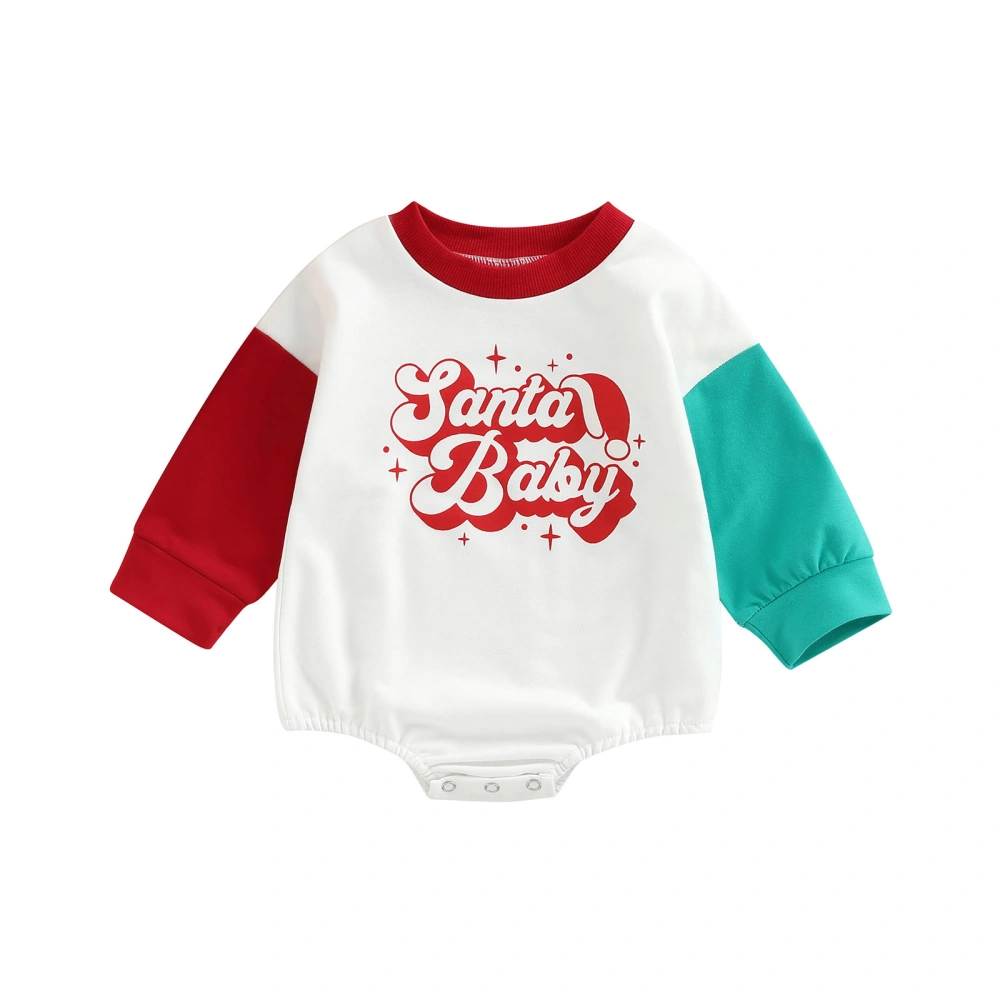 Baby Christmas Long Sleeve Cartoon/Letter/Candy Cane Print Romper