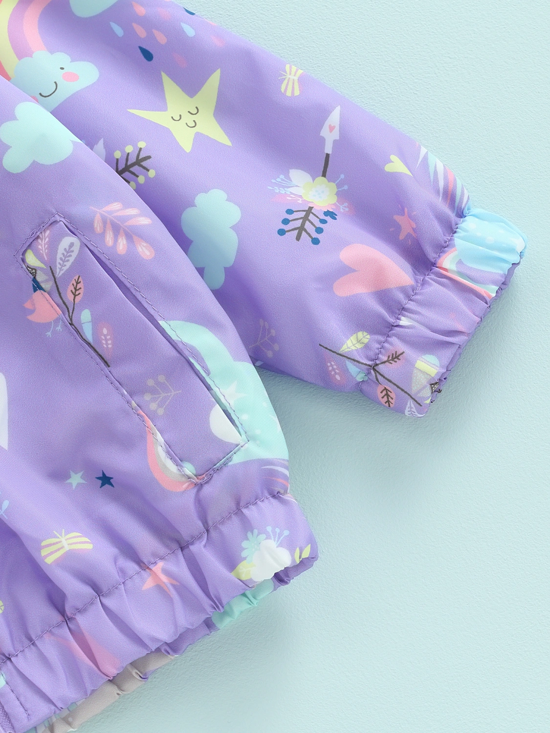 Toddler Girls Zip Up Hoodies Jacket Rainbow Cartoon Print Coat