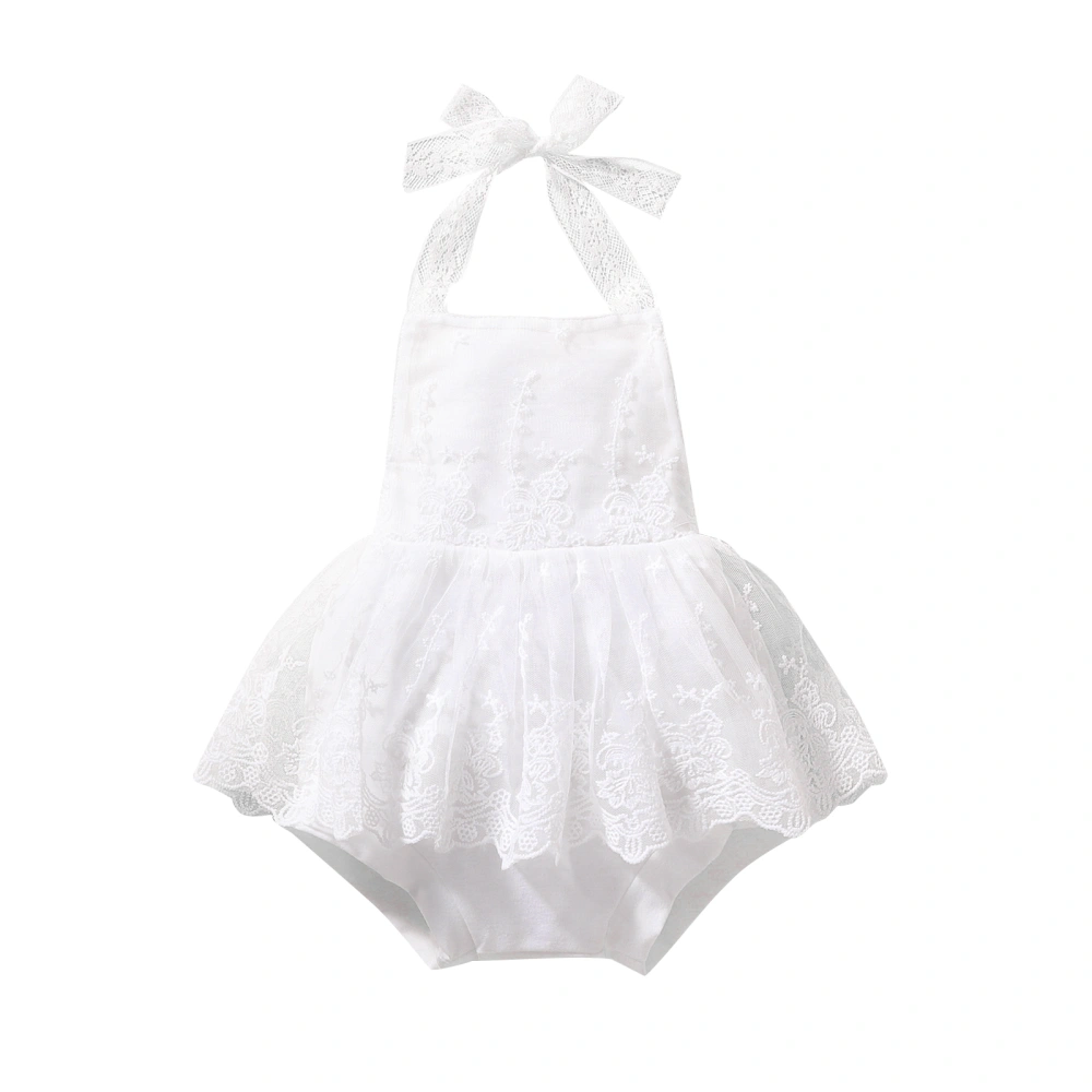 Infant Girl Romper Dress Solid Color Lace Mesh Bodysuit Tutu Skirt 