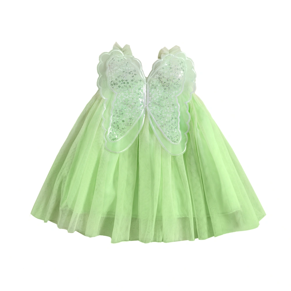 Girls Princess Dress Sequin Butterfly Mesh Tulle A-Line Party Dress 