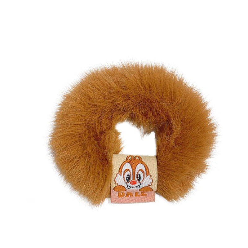 Fluffy Plush Hair Tie in Cartoon Character Embroidery Patterns