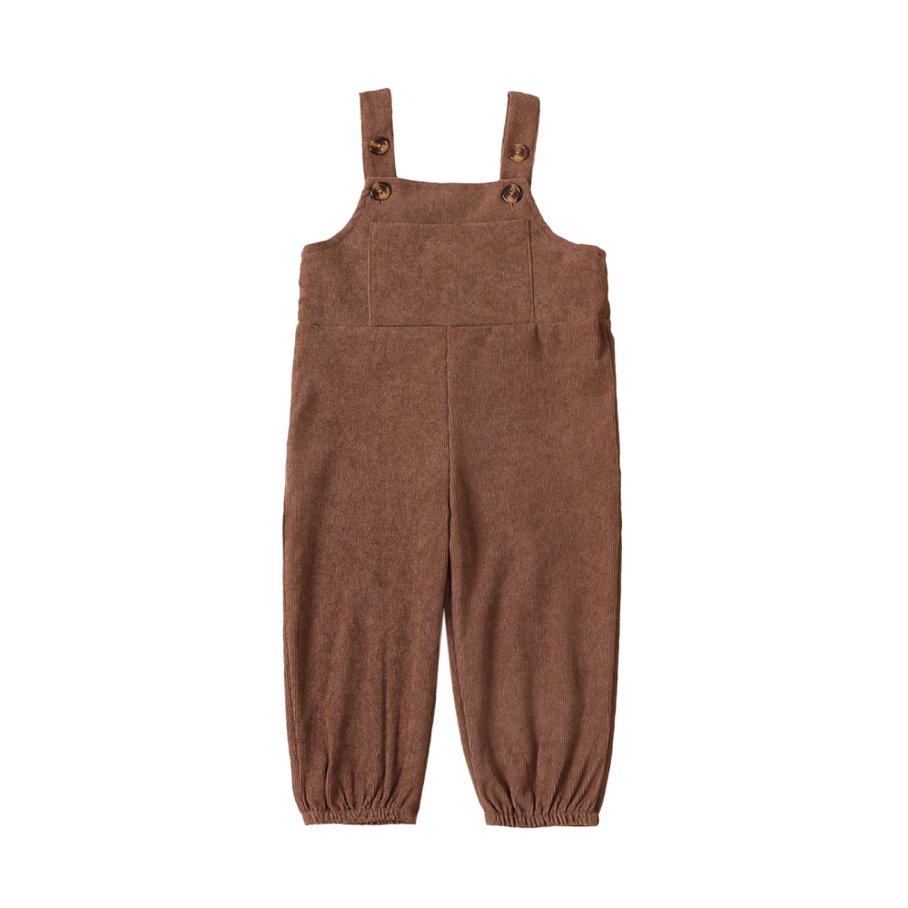 Kids Boy Bib Overalls Solid Color Button Corduroy Suspender Pants