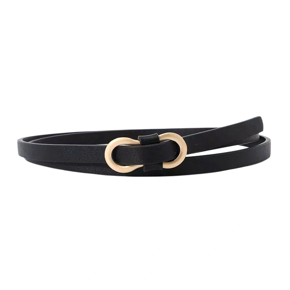 Women's Faux Leather Waist Belt, Skinny Thin Belt with Golden Buckle