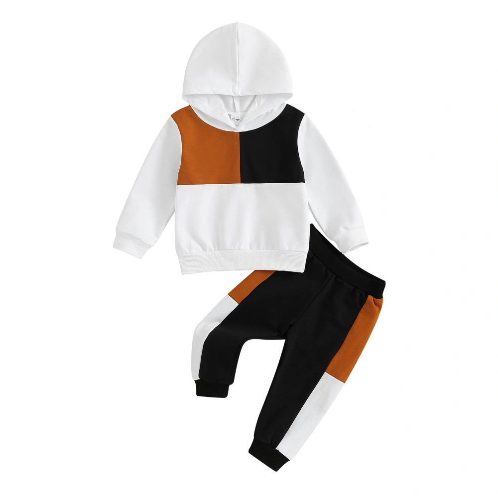 Baby Boy 2 Piece Outfits Contrast Color Hoodie Sweatshirt and Pants