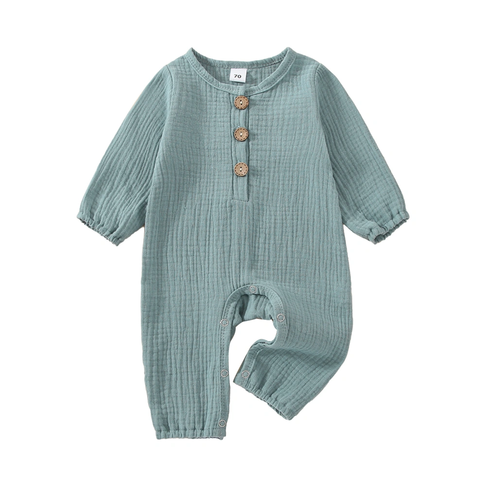 Baby Boys Girl Romper Long Sleeve Round Neck Buttons Romper 