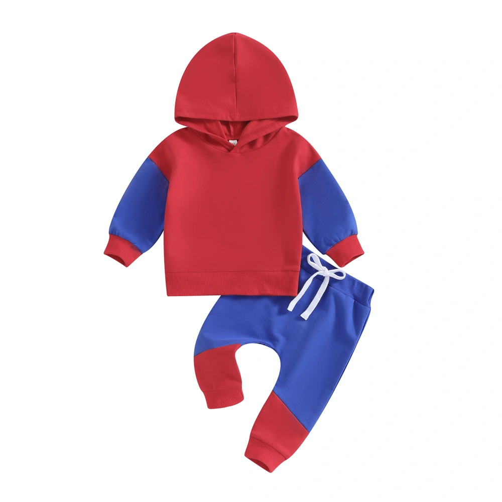 Baby Boys Outfits Contrast Color Long Sleeve Hoodies and Pants Set