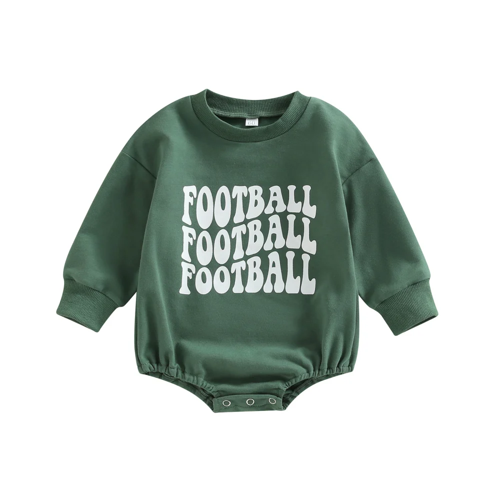 Baby Boys Girls Romper, Long Sleeve Crew Neck Letters Print Bodysuit