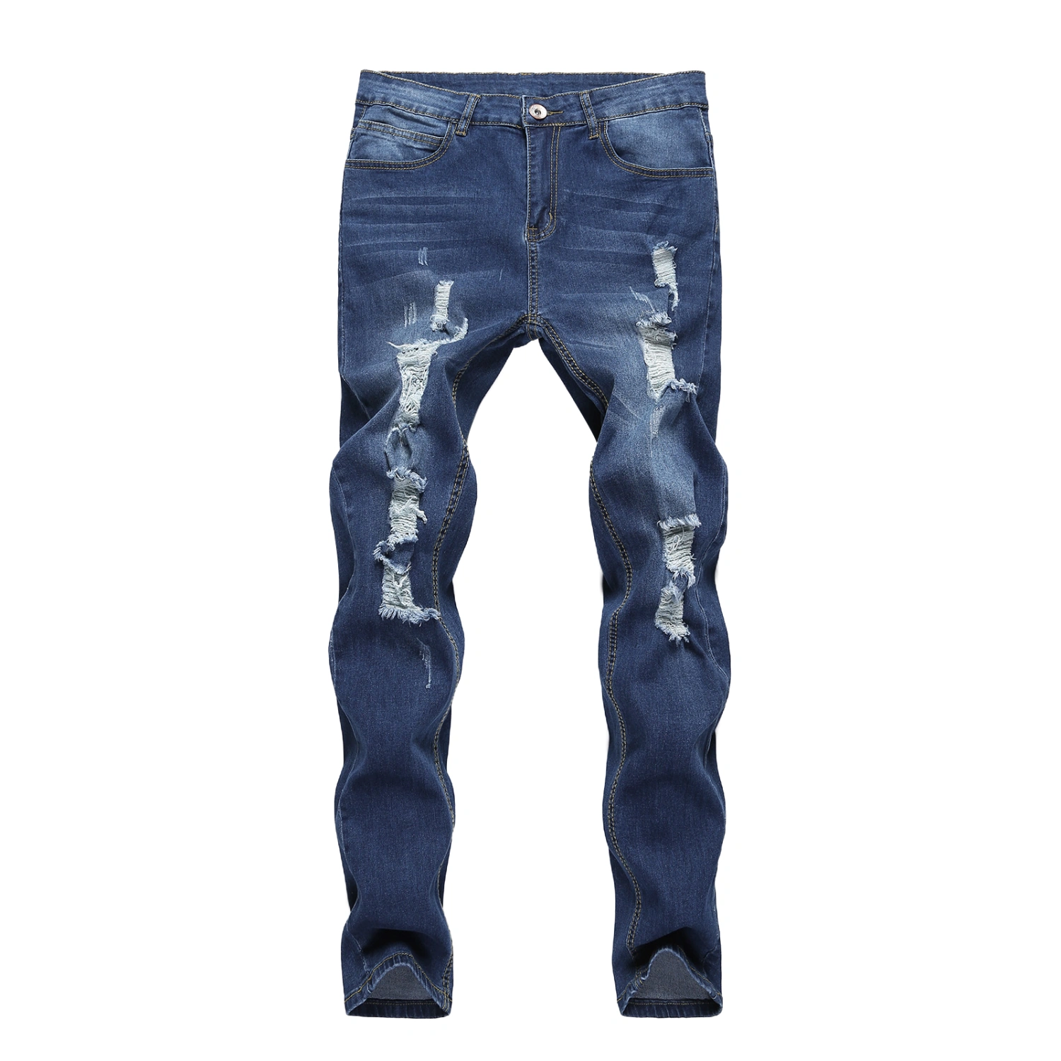 Men Slim Fit Ripped Jeans Fashion Wild Denim Pants with Pockets
