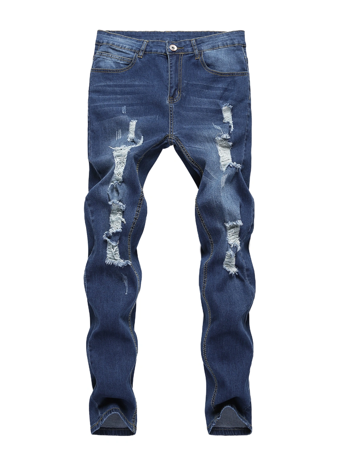 Men Slim Fit Ripped Jeans Fashion Wild Denim Pants with Pockets