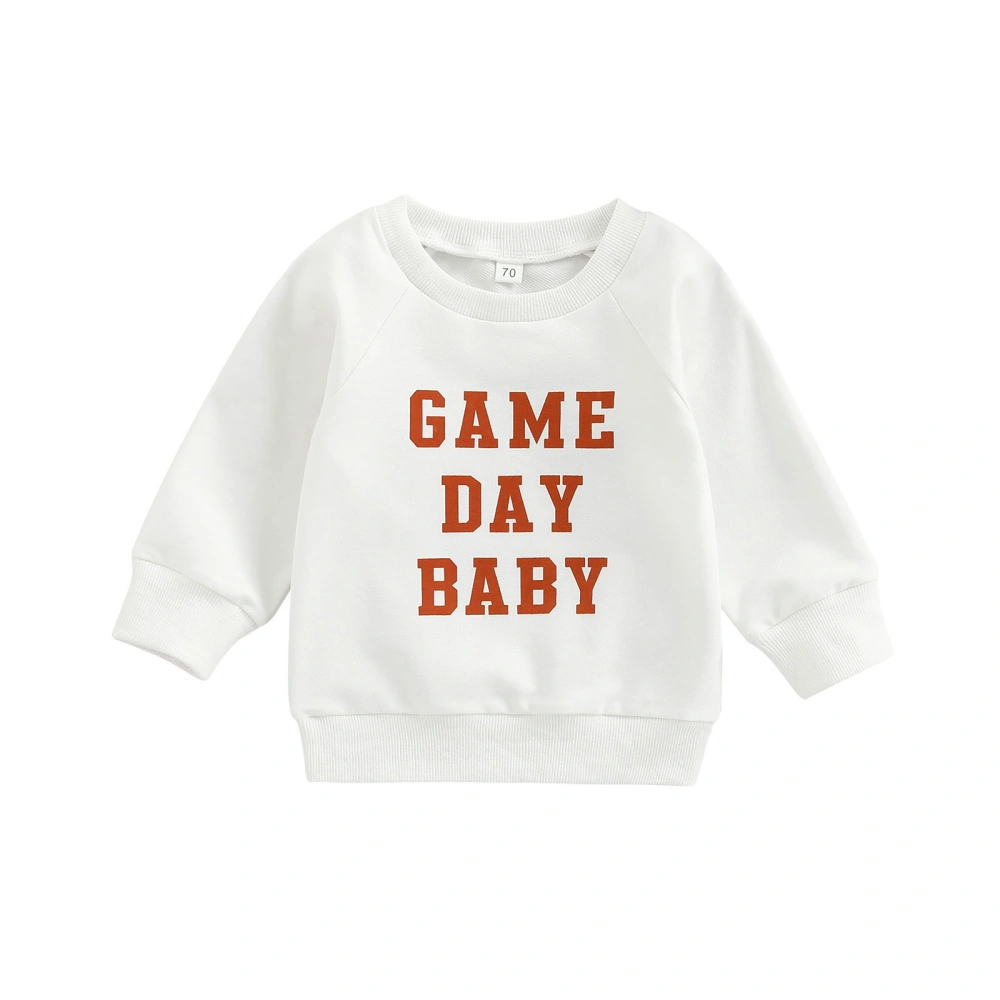 Infant Pullovers, Long Sleeve Letter Print Ribbed Cuffs Sweatshirts