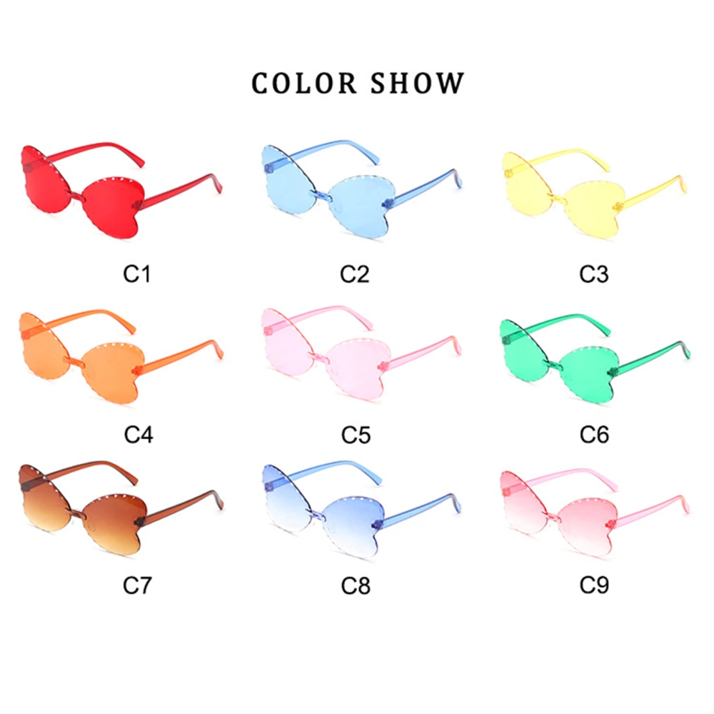 Children Sunglasses, Heart-Shaped Kids Rimless Sunglasses for Vacation