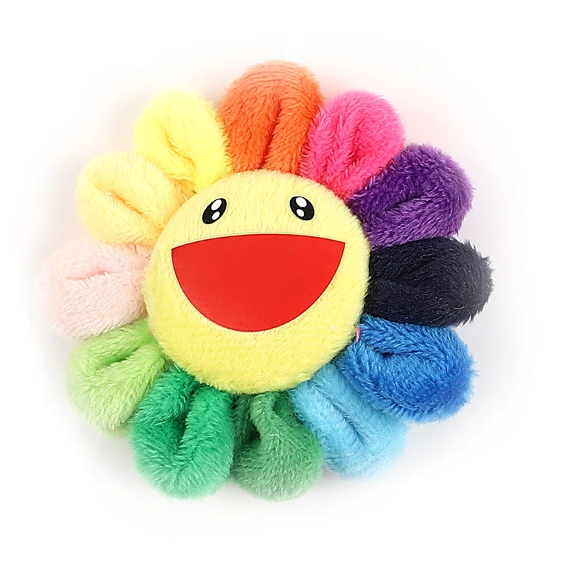 Sunflower Plush Brooch Cartoon Rainbow Lapel Pin Badge for Jackets