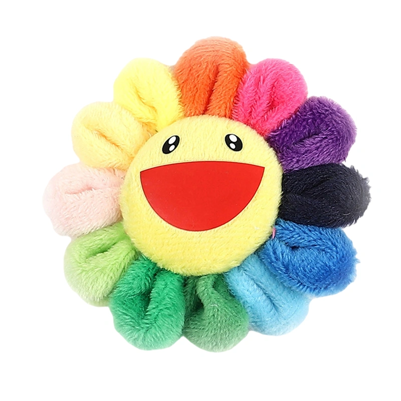 Sunflower Plush Brooch Cartoon Rainbow Lapel Pin Badge for Jackets