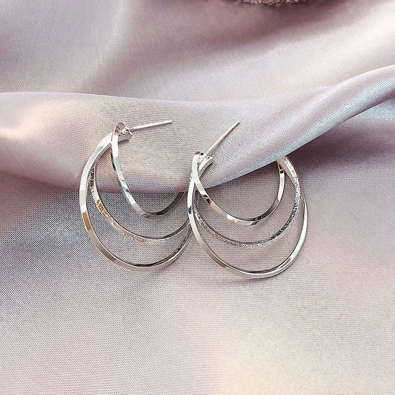 Women Earring C-Shaped Metal Solid Color Geometric Ear Wears