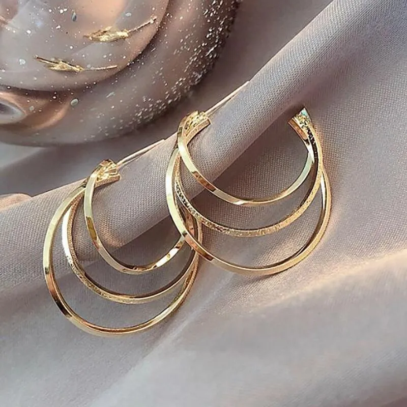 Women Earring C-Shaped Metal Solid Color Geometric Ear Wears