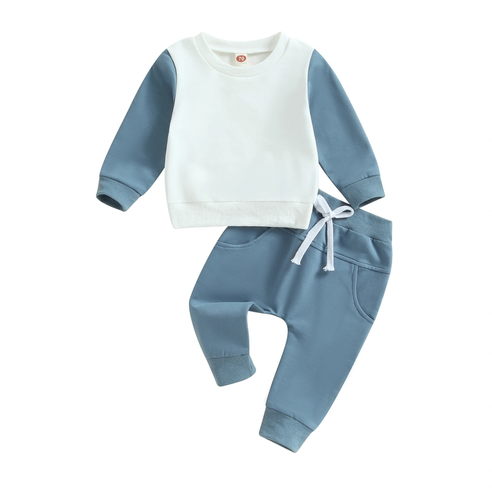 Baby Boys 2 Piece Outfits Contrast Color Sweatshirt and Elastic Pants