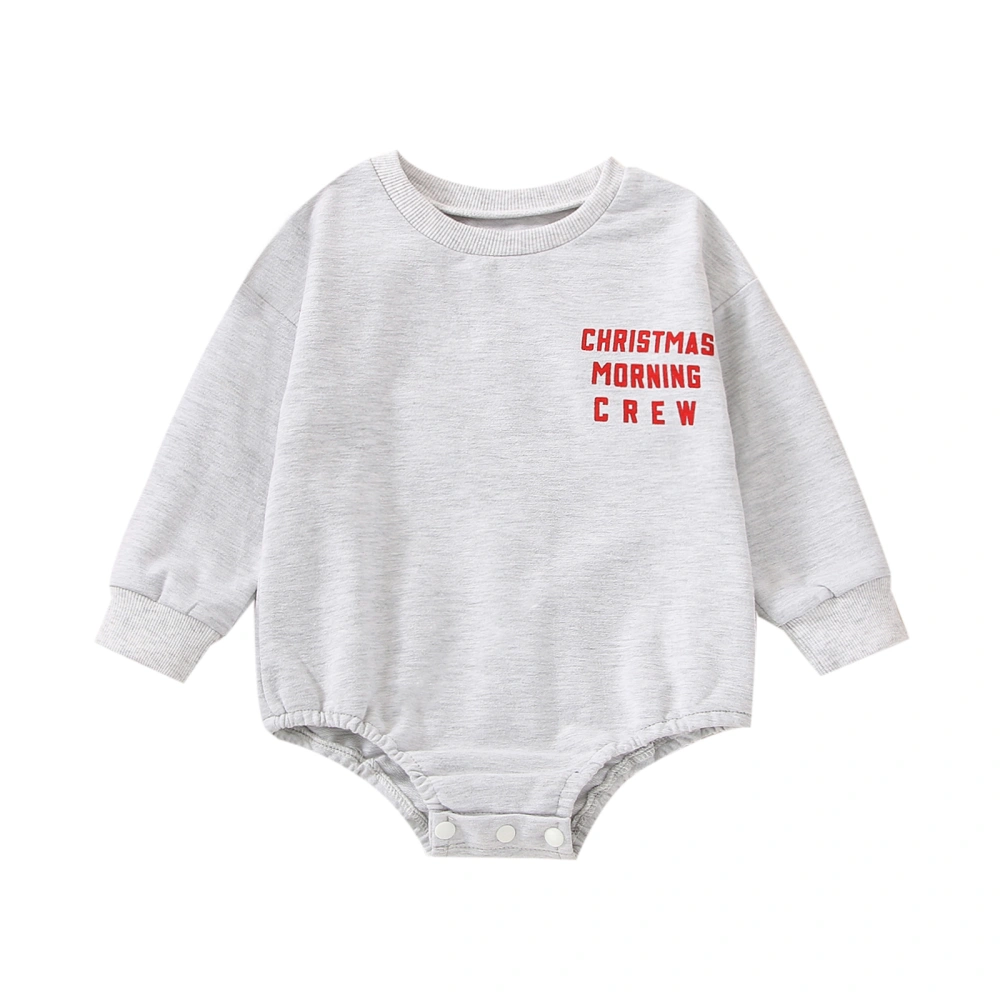 Baby Boys Girls Christmas Romper, Long Sleeve Loose Letter Bodysuit