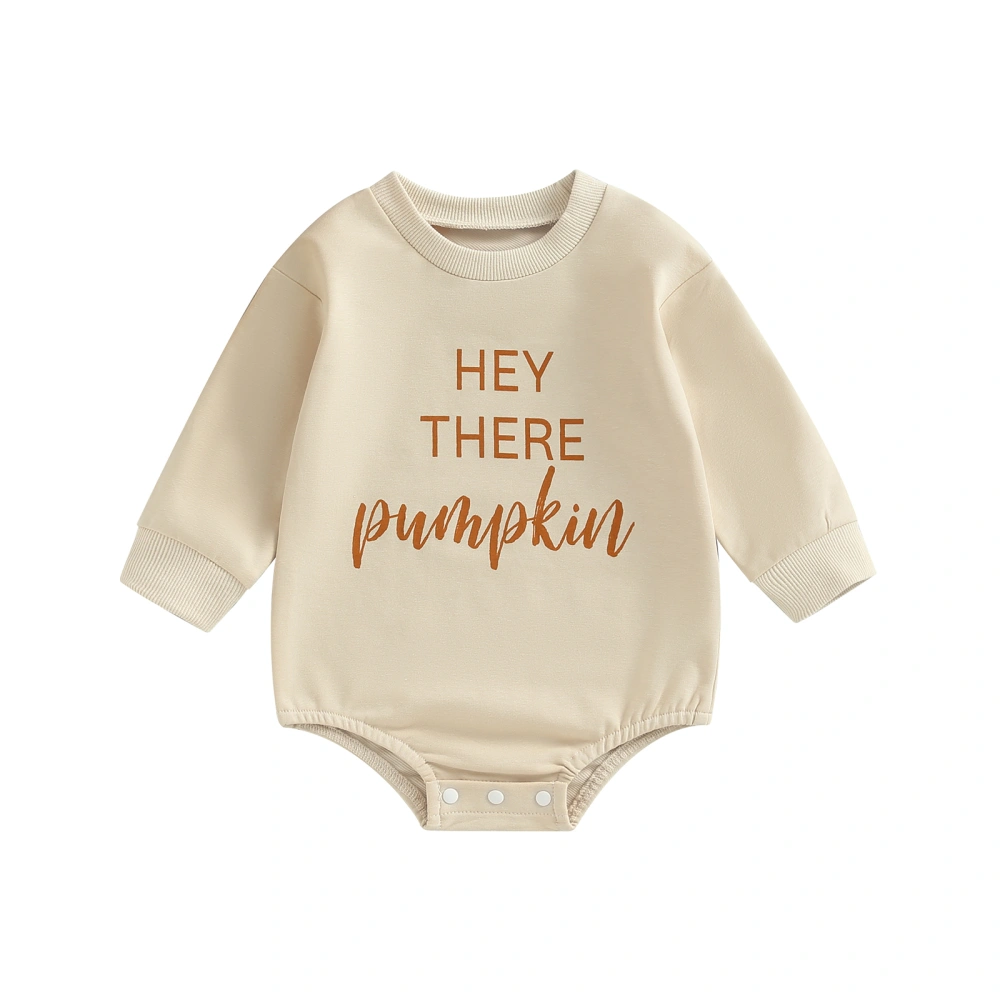 Baby Halloween Romper, Long Sleeve Crew Neck Letters Print Bodysuit