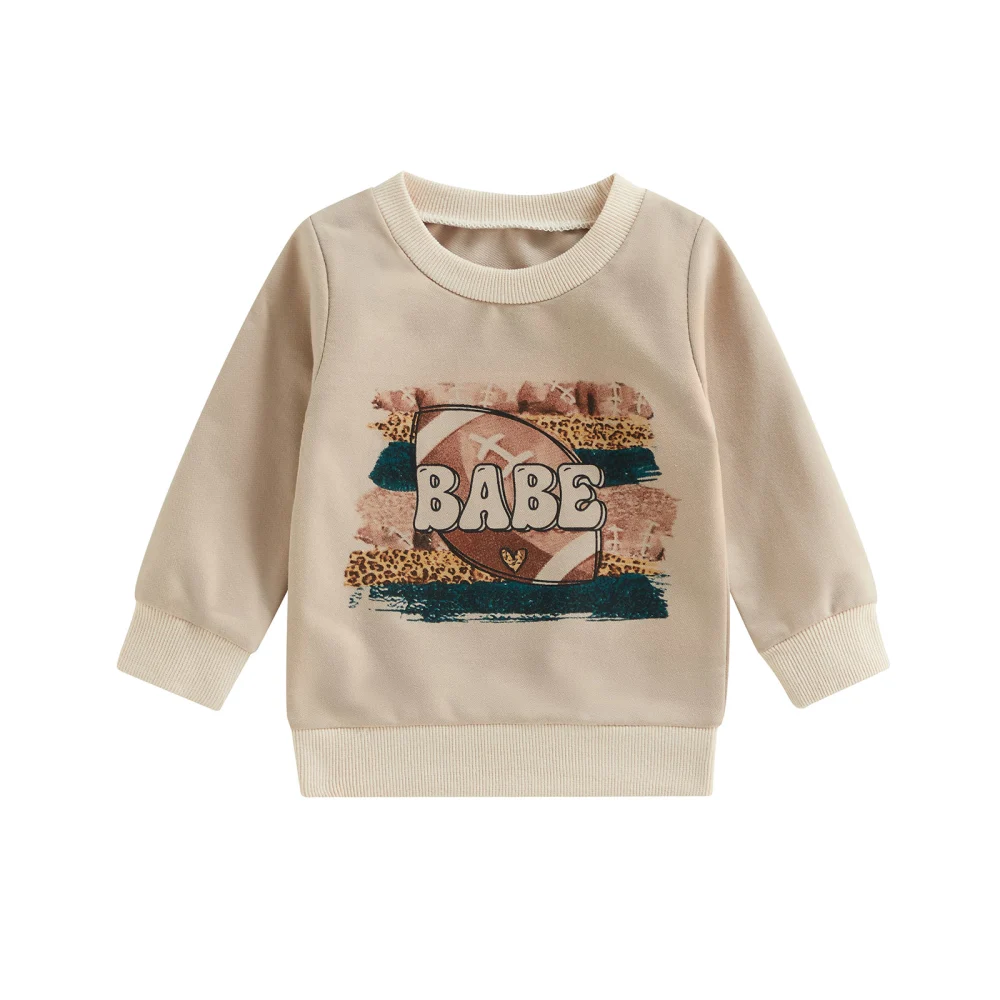 Baby Girls Boys Sweatshirt, Long Sleeve Letters Soccer Print Pullover