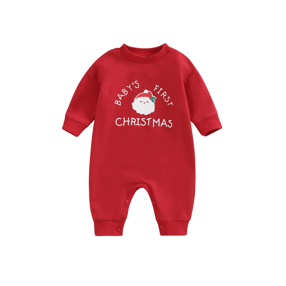 Baby Boys Girls Christmas Jumpsuit Santa Claus Letters Print Romper