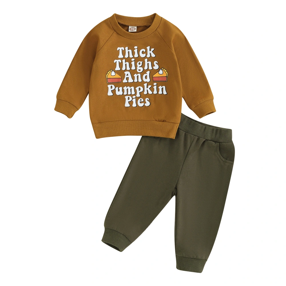 Boy Thanksgiving Clothes Letter & Pie Long Sleeve Pullover Pants