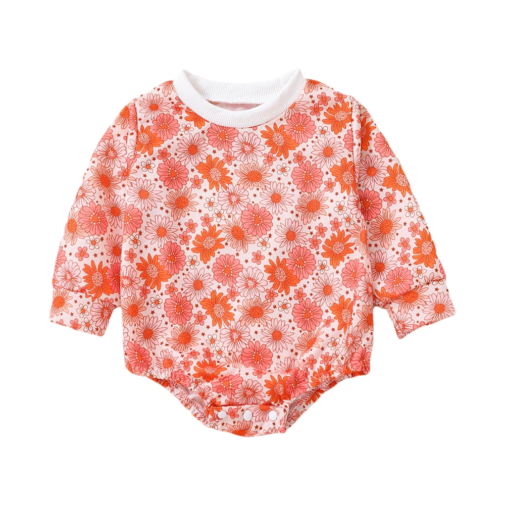 Infant Baby Girls Romper Daisy Floral Print Round Neck Jumpsuits