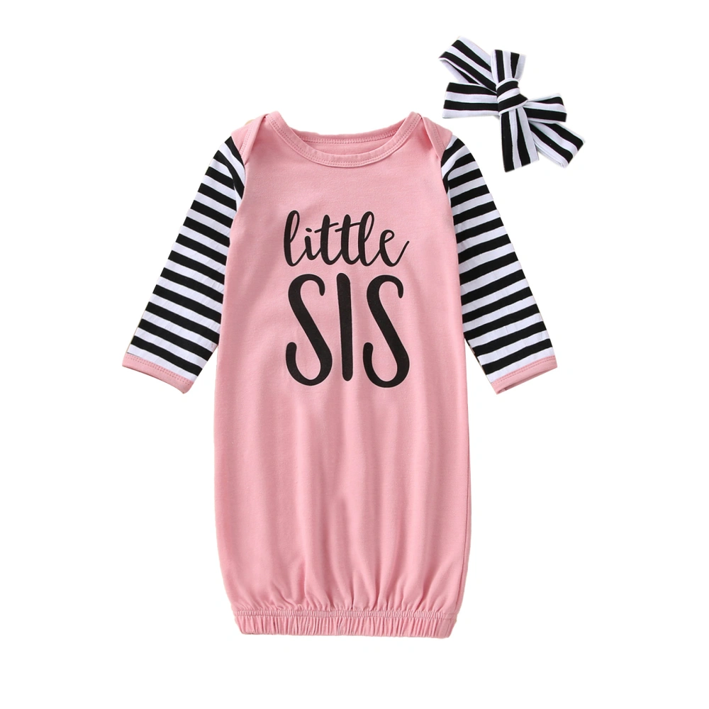 Baby Sleeping Bag Striped Long Sleeve Letter Sleeping Bag + Headband