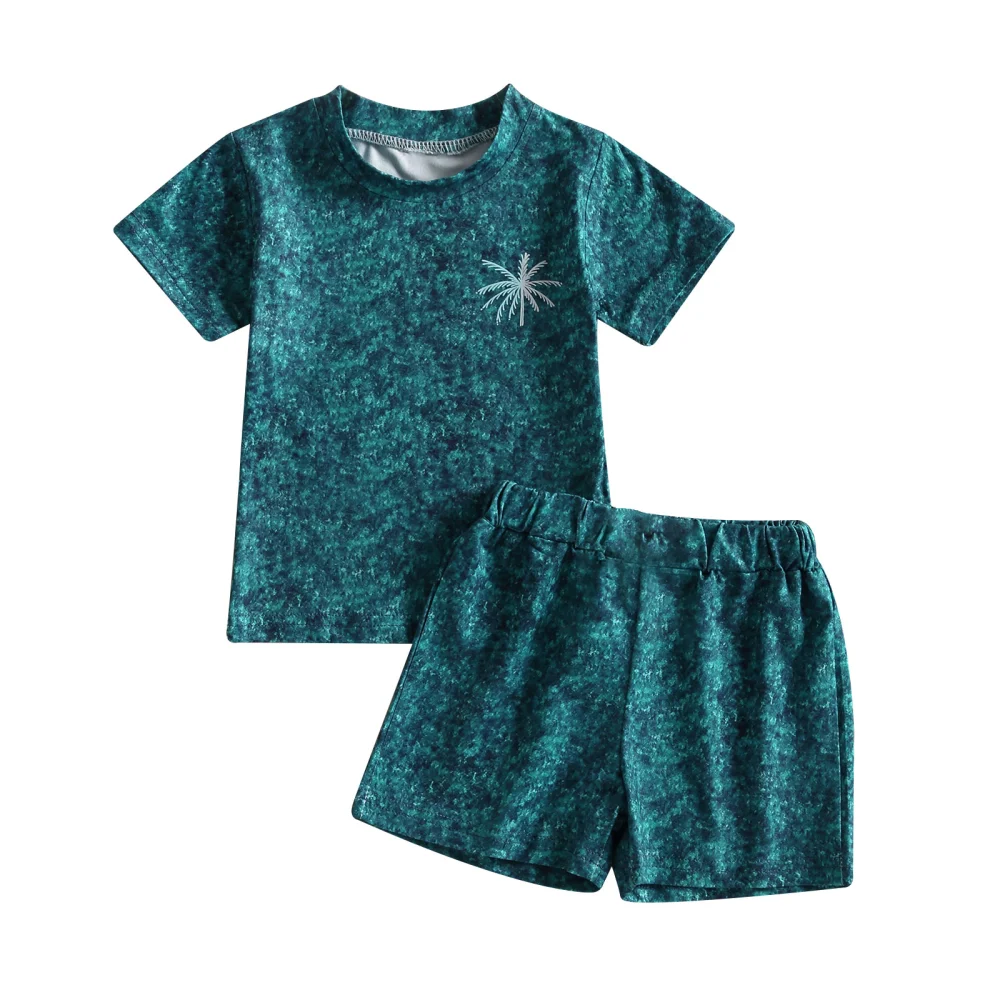 Kids Boys Summer Clothes Outfits Coconut Tree Print T-Shirts Shorts